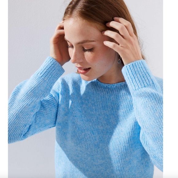 LOFT Blue Cable Knit Back Detail Sweater - Picture 5 of 12
